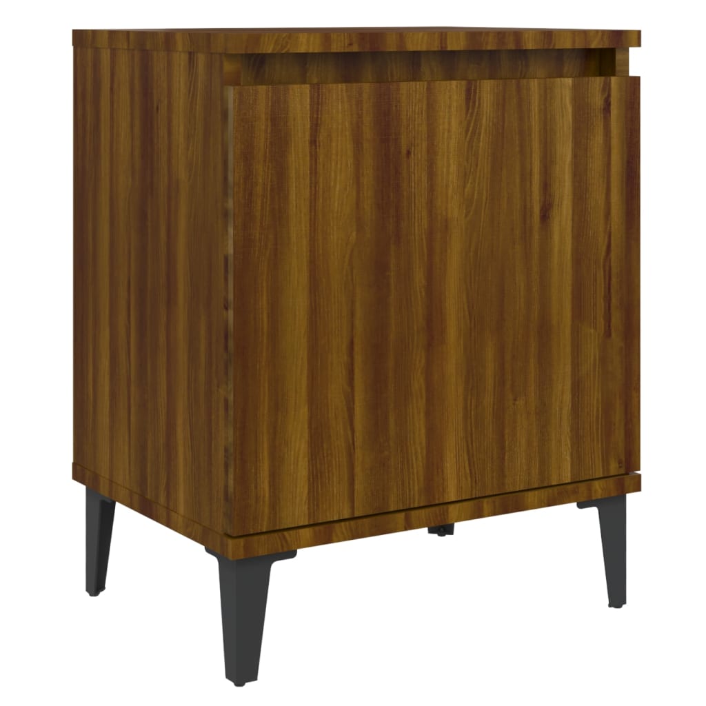 Nachttische mit Metallbeinen 2Stk. Braun Eichenoptik 40x30x50cm